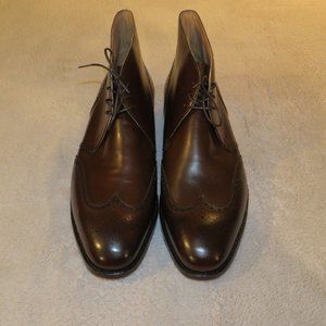 Peal & Co Leather Dark Brown Burnished Calf Wingtip Boots 13D NWB $748